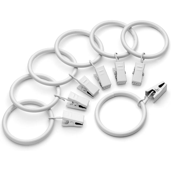 Iron Metal Curtain Clip Rings 1 1/2 Inch Interior Diameter (20, White)