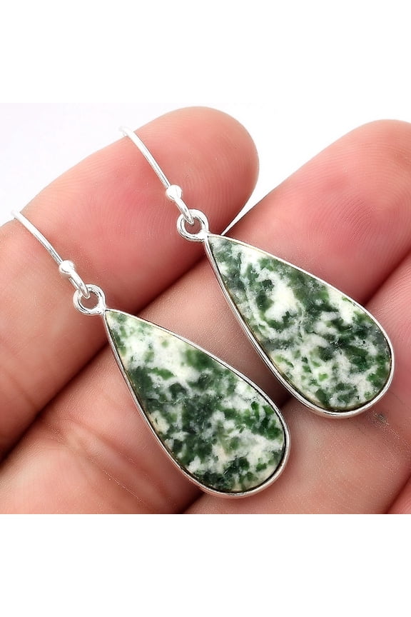 Natural Dioptase 925 Sterling Silver Adult Women Earrings Jewelry SDE53305