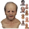 thumbnail image 2 of Máscara de anciano para adultos, realista, de látex, con cubierta completa para la cabeza, con arrugas realistas, para Halloween, mascarada, cosplay, accesorios de disfraz., 2 of 8