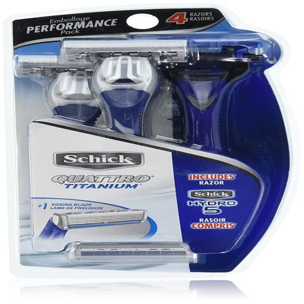 Schick Quattro Titanium Disposable Razors for Men Including 3 Quattro