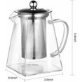thumbnail image 3 of Tetera de vidrio transparente con filtro resistente al calor, adecuada para estufa de alcohol, microondas y lavavajillas, colador de té para té suelto y té floreciente -, 3 of 3