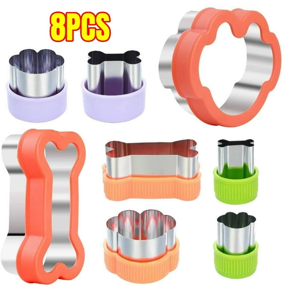 Dog Cookie Cutter Set, 8 Pieces - Bone, Paw Print, Puppy Shape Cookie Mold, Stainless Steel Dog Treats Biscuit Cutters with Plastic Cover, Assorted Sizes