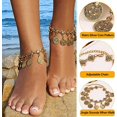 thumbnail image 3 of Tobillera de playa para mujer Sailing Cadena de tobillo gitana 2 uds oro 18 cm, 3 of 5