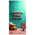 thumbnail image 1 of Vibrant Awesome Start Here Banner with Apple School Bus and Clock Elements Backdrop for School Events Back to School Parties Classroom Decorations Photo Booth Setups, 1 of 4