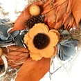 thumbnail image 3 of Northlight Shaved Wood Sunflowers and Wheat Small Artificial Fall Harvest Wreath - 12" - Unlit, 3 of 7