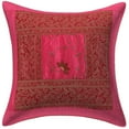 thumbnail image 3 of Stylo Culture Indian Decorative Polydupion Multicolored Throw Pillow Covers 16x16 Embroidered Brocade Patchwork Elegant Couch Pillow Case Covers Floral 40x40 cm Cushion Covers (Set Of 5), 3 of 9