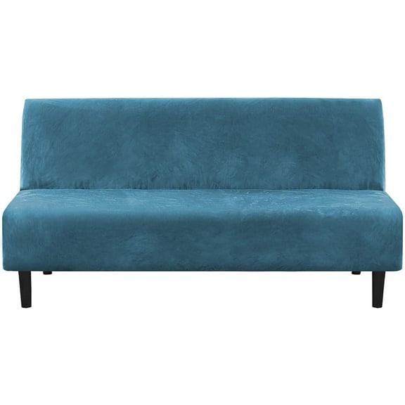 Stretch Velvet Armless Futon Cover, Soft Sofa Slipcover Armless Washable Futon Couch Cover