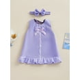 thumbnail image 5 of Caoirhny Baby Girls Summer A-line Dresses Sleeveless O Neck Lace Trim Bow Dress + Headband, 5 of 9