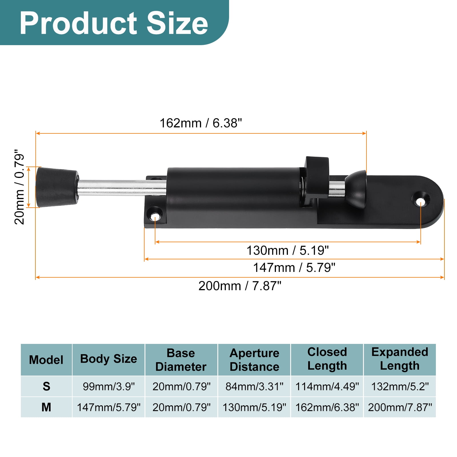 Uxcell 2 Pack Kickdown Door Stop, Spring Loaded Telescopic Door Stopper, Adjustable Door Locks Holder for Distance From the Ground 45mm/1.77", Black