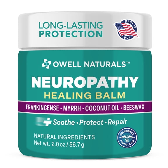 Owell Naturals Neuropathy Nerve Balm for Feet, Muscles & Joints, Formula with Frankincense, Myrrh, 2 oz