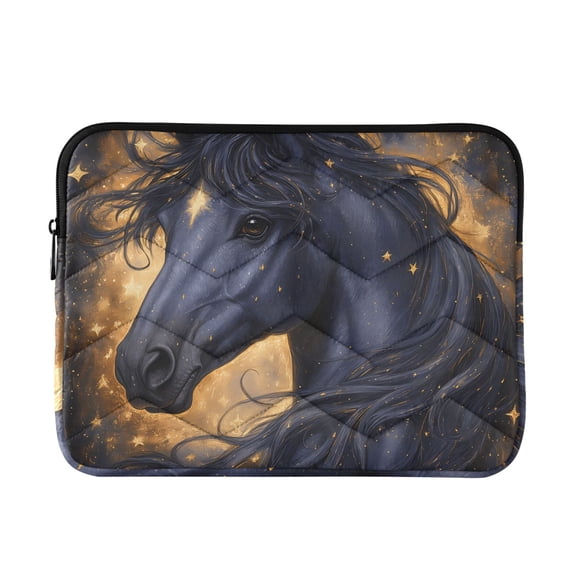 JIALIOU Laptop Sleeve Case with Zipper 13-13.3/15-16 Inch Compatible with MacBook HP Lenovo Dell ASUS Acer, Black Horse with Stars