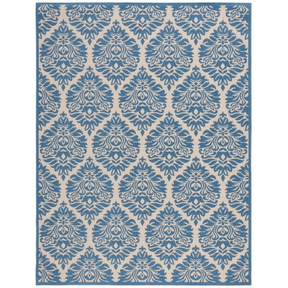 SAFAVIEH Martha Stewart Geometric Indoor/Outdoor Area Rug, Cream/Blue, 6'7" x 9'