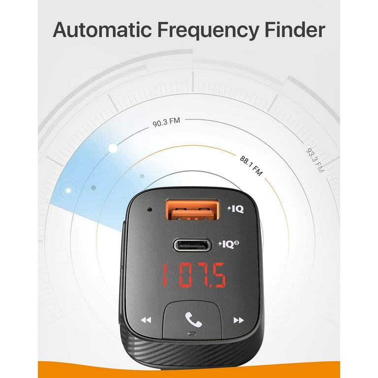 Bluetooth FM Transmitter Car Charger, SmartCharge T2 ,Power IQ 3.0 C PD Charging - Walmart.com