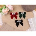 thumbnail image 5 of DARING DIVA Women's Velvet Faux Pearl Rhinestone Bow Tie Green, 5 of 5