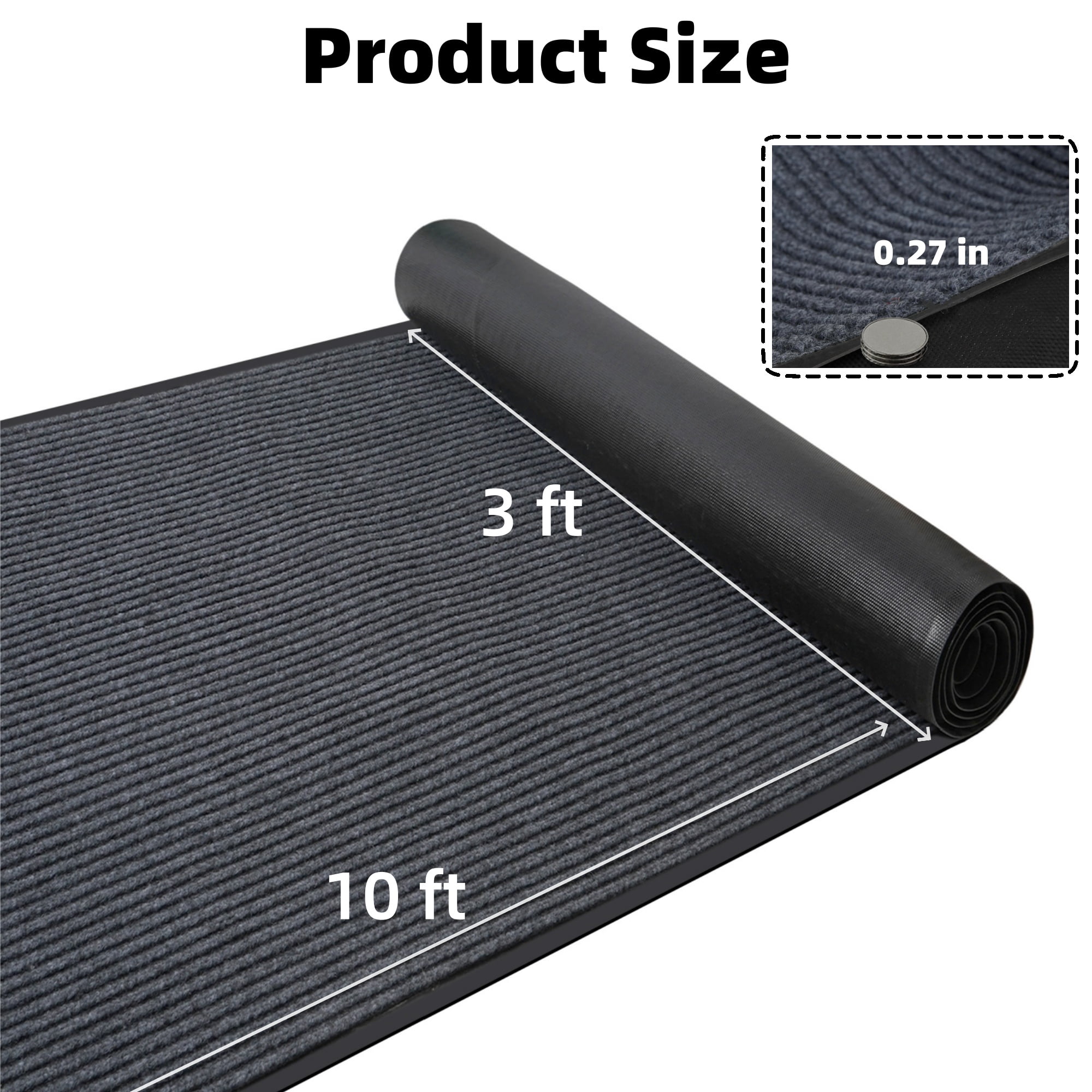 OVYEOFR Utility Rug, 3ft x 10ft Hallway Runner Rug, Commercial Floor Mat Entrance Doormat, Grey