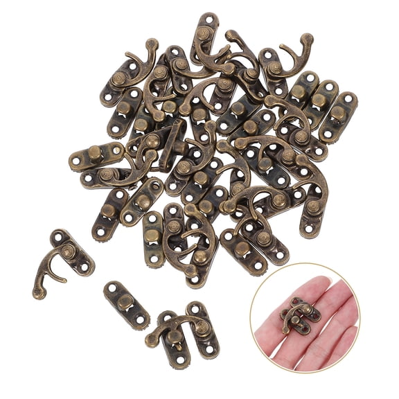 Luxshiny 20pcs Antique Brass Box Clasps Cabinet Latches Retro Style for Craft Projects and Repairs