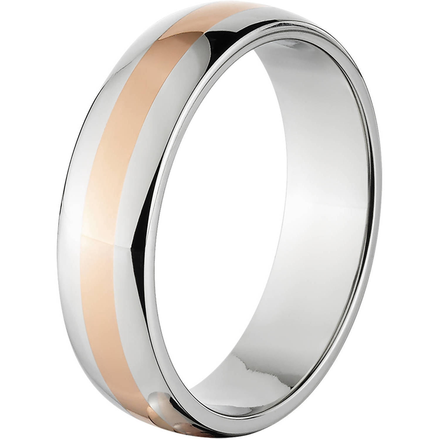 6mm Half-Round Titanium Ring with a 2mm Copper Inlay and a Polished Finish