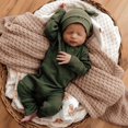 thumbnail image 2 of Nouveau-né Bébé Garçon Fille Rompers Combinaison Combinaison Combinaison Tenue de Jeu avec Chapeau, 2 of 6