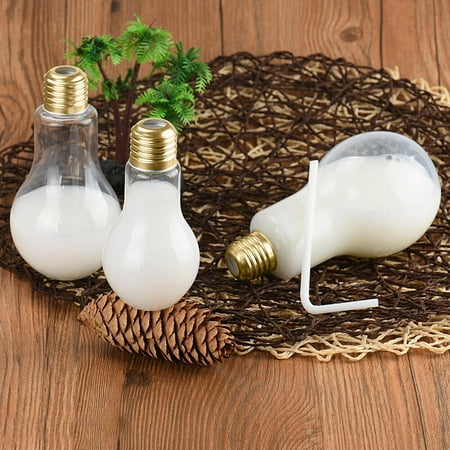 

〖Roliyen〗Mugs Summer Bulb Water Bottle Brief Cute Milk Juice Light Bulbs Cup Leak-proof