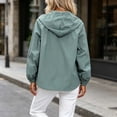 thumbnail image 5 of hlysgo Women's Hooded Zip Up Short Jacket Long Sleeve Elastic Cuff Casual Coat Lightweight Outerwear Fall Vacation with Pocket Green,M, 5 of 5