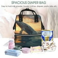 thumbnail image 5 of Balery Sunset Ocean Whale Mummy Backpack - Waterproof Twill Canvas, Large Capacity Diaper Bag with Multiple Pockets and Adjustable Straps, 5 of 6