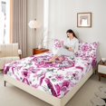 thumbnail image 4 of Manfei Bohemian Theme Flower Queen Sheet Sets,Retro Rustic Floral Flat Sheet,Pink White Queen Fitted Sheet For Men Women,Ultra Soft Home Decor,4 Pieces, 4 of 7