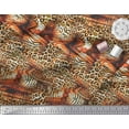 thumbnail image 2 of Soimoi Orange Cotton Poplin Fabric Leopard & Tiger Animal Skin Print Fabric by the Yard 58 Inch Wide, 2 of 3