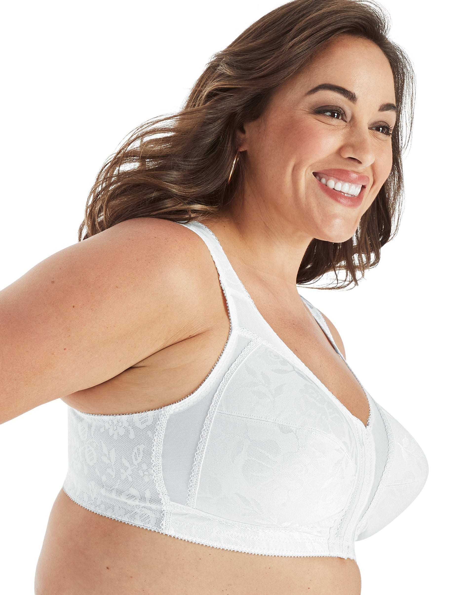 PLAYTEX Women's Plus Size 18 Hour Front-Close Wireless Bra with Flex Back  4695-42 C, White in Bahrain