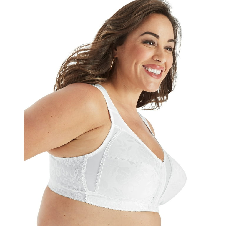 Playtex 18 Hour Supportive Flexible Back Front-Close Wireless Bra White 36C  Women's 