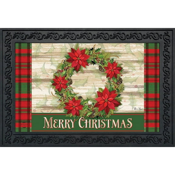 Briarwood Lane Poinsettia Wreath Christmas Doormat
