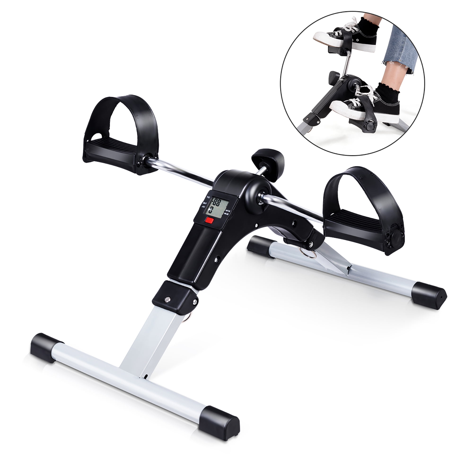 Digital Pedal Exerciser Arm/Leg Folding Mini Exercise Workout Bike Mobility Aid 
