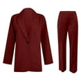 thumbnail image 5 of Womens Pant Suit Women Two Piece Lapels Suit Set Business Long Sleeve Button Formal Jumpsuit Women plus Size Wedding Guest Dresses for Bride Pants And Top Set for Party Winter Outfits Women's S Red XL, 5 of 5