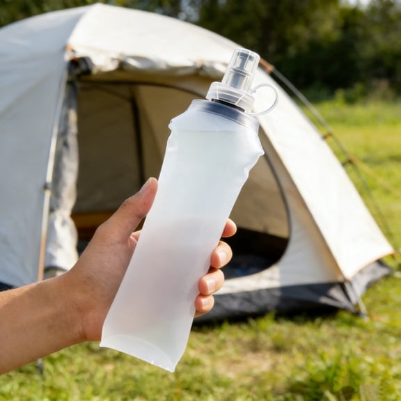 Collapsible Water Bottle, Soft Flask Hydration Foldable Reusable TPU Water Bottle with Spill-Proof Cap for Hiking, Cycling, Running and Outdoor Sports