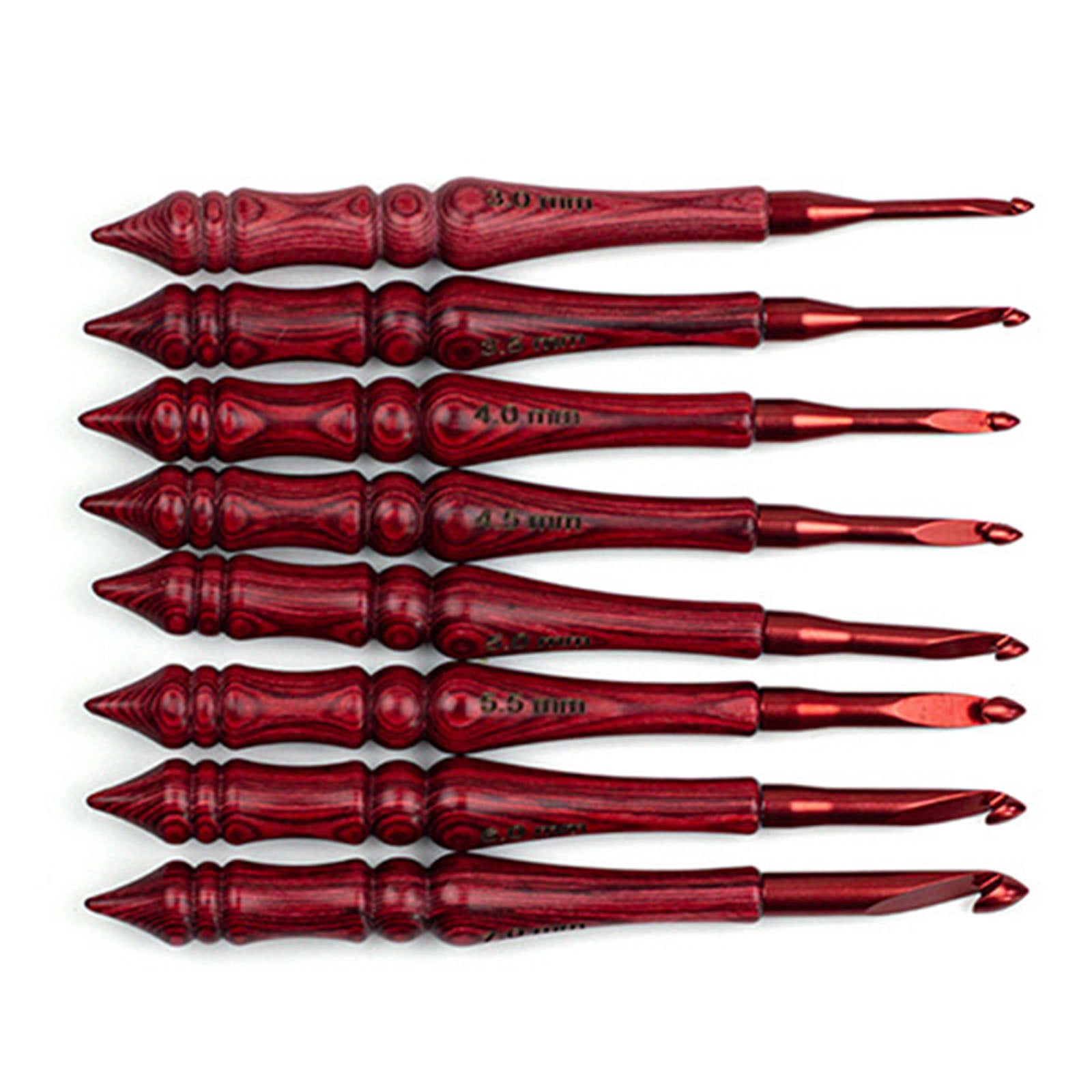 8Pcs Wooden Handle Crochet Hook Ergonomic Grip Aluminium Crochet Hook Needle Yarn Craft Tool for Crocheting 3.0-7.0mm