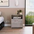 thumbnail image 2 of Atlin Designs 1-Shelf Modern Wood Bedroom Night Stand in Light Gray, 2 of 13