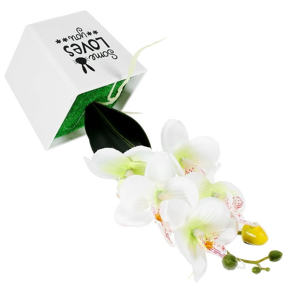 OULII 1Pack Tabletop Artificial Potted Flower Artificial Moth Orchid for Families