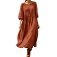 thumbnail image 2 of Aimik Women's 3/4 Sleeve Maxi Dress Crew Neck Loose Fitting Boho Long Dress with Pockets Summer Dresses for Women, 2 of 6