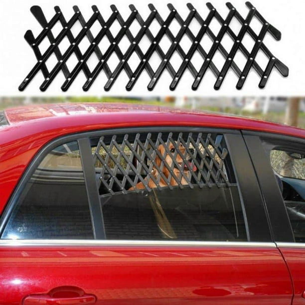 Valla retráctil para ventana de mascotas (grande, 24,3*16,9*1,2 CM), ventana trasera de caravana para mascotas, protector de ventilación, cierre de seguridad ajustable Universal, valla retráctil