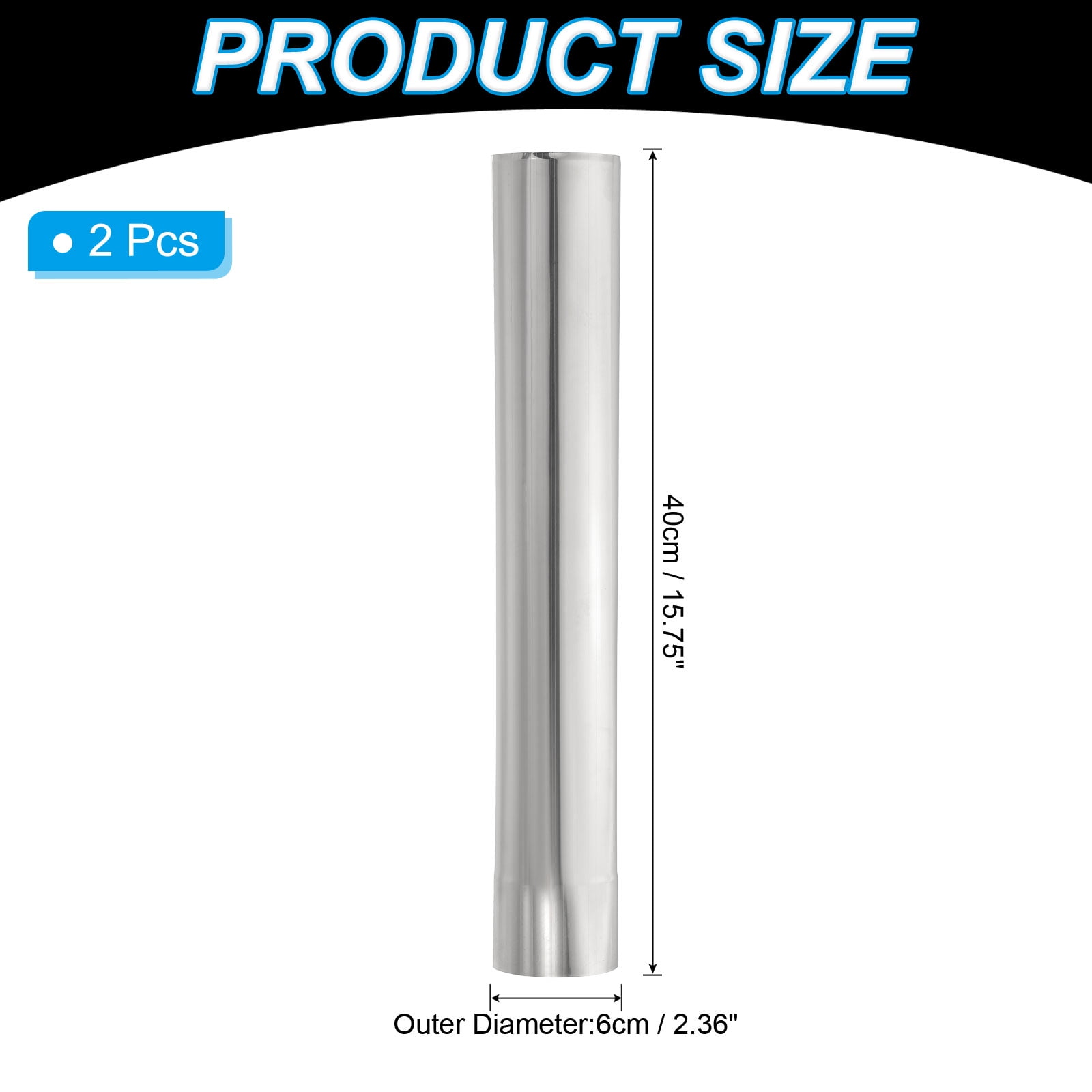 Uxcell 2.36Inch Stove Pipe, 2Pcs Stainless Steel Straight Tent Stove Chimney Pipe for Camping Stove Vent Exhaust