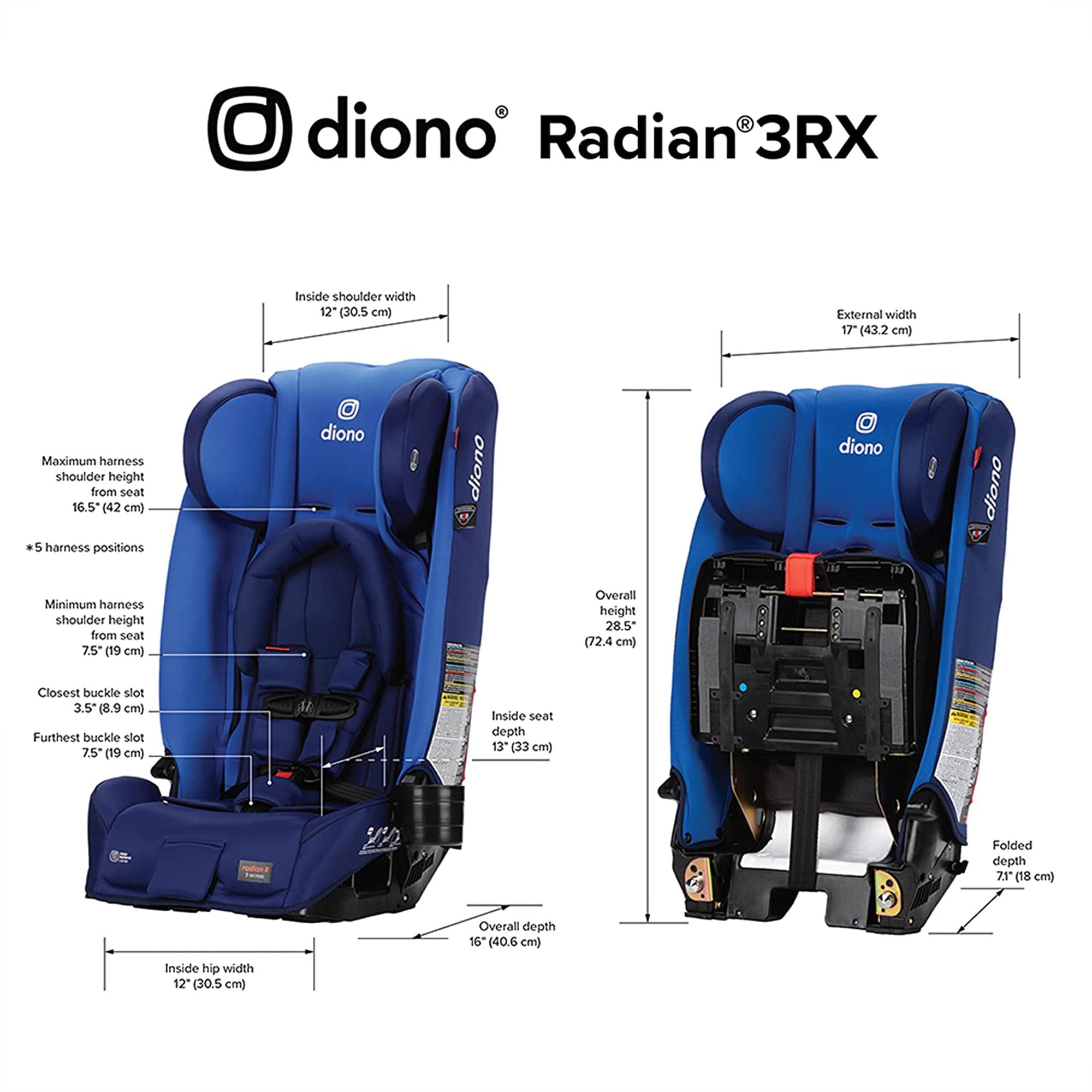 Buy Diono Radian 3RX Slim Fit Steel Core 3 in 1 Convertible Car Seat, Blue Sky Online at Lowest