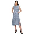 thumbnail image 2 of Moomaya Adjustable Fabric Belt Printed Lapel Collar Button Down Casual Dress, 2 of 4