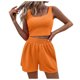thumbnail image 1 of Conjunto de dos piezas de verano para mujer: top corto sin mangas y pantalones cortos de cintura alta - Tejido elástico de red, diseño de encaje con aros, 1 of 4