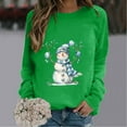 thumbnail image 2 of Jsaierl Merry Christmas Sweatshirts Womens Cute Snowman Print Sweatshirt Loose Fit Pullover Sweater Tops Round Neck Dressy Casual Long Sleeve Shirts Christmas Costume, 2 of 5