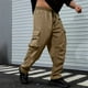 thumbnail image 1 of Pantalones largos para hombre, casuales, de moda, de color sólido, con cordón, cintura elástica y bolsillos., 1 of 8