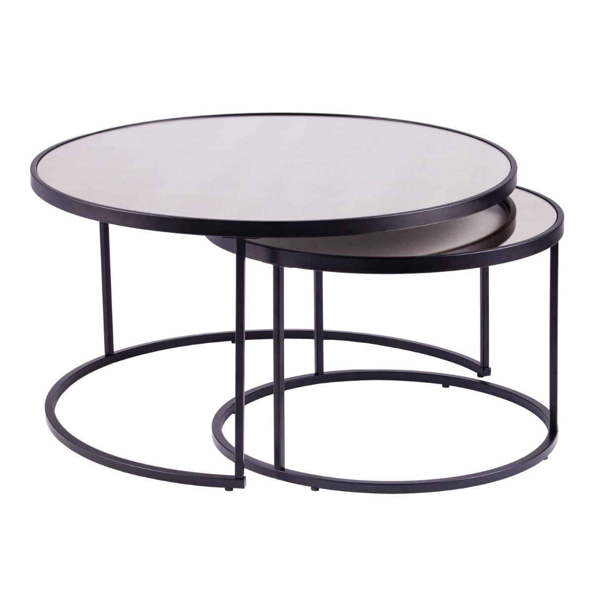 2pc Black Round Nesting Glass Top Cocktail Table Set 32" - Walmart.com