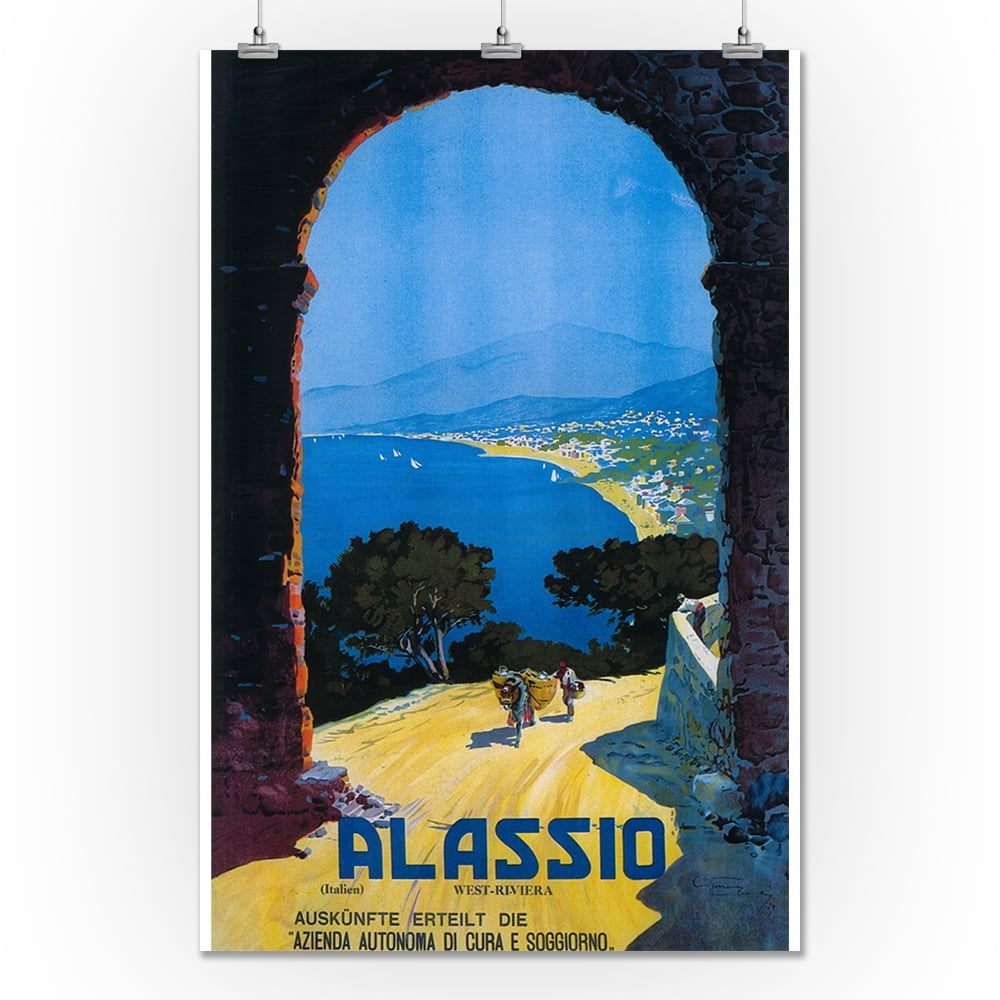 TW20 Vintage Italy Alassio Italian Western Riviera Travel Poster Re-print A2/A3 