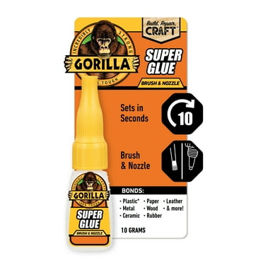 Gorilla Clear Super Glue Brush & Nozzle, 10 Gram Bottle (.35 ounces)