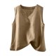 thumbnail image 1 of Vestidos Casuales Para Mujer, Blusas De Mujer De Moda Jersey de cuello en V con abertura y dobladillo de lino sintético de color liso para mujer, camiseta de tirantes de moda, 1 of 7