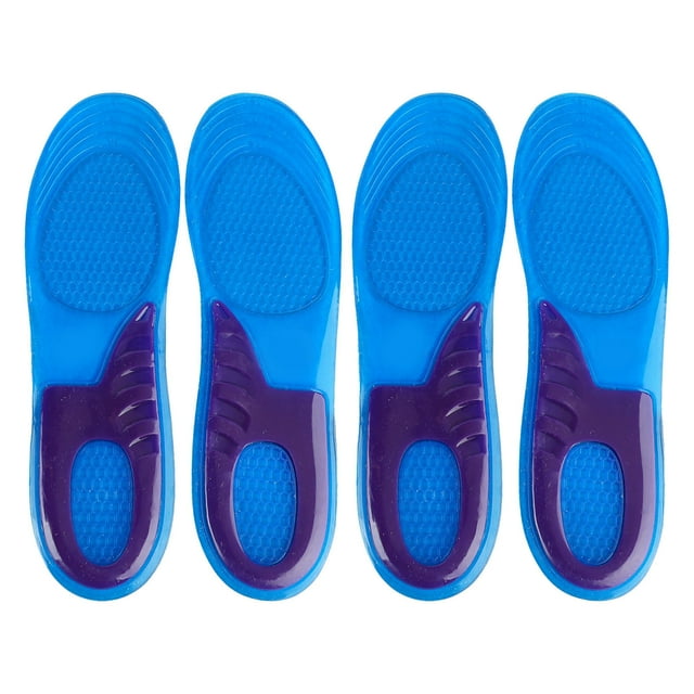 2 pares de plantillas de silicona suaves con absorción de impactos, ventilación y diseño de copa de talón en forma de U, plantilla deportiva para mujeres y hombres (talla L)