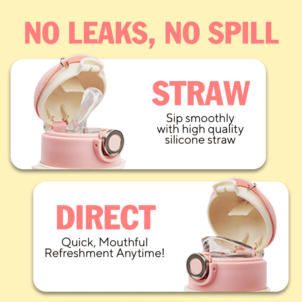 Coco Cap Squeaker Straw Thermos Cup (Pink Rabbit)